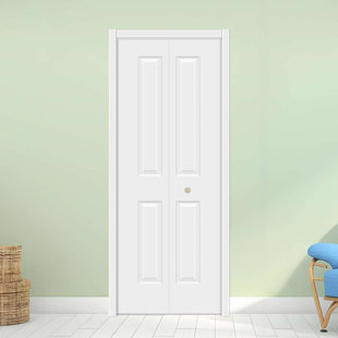 BROSISINCORP 80 Inch Manufactured Wood 2-Panel Primed Bi-Fold Door With Sliding Hardware Kit