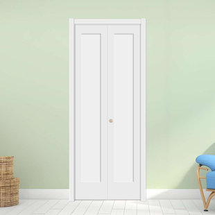 BROSISINCORP Primed 1 Panel Solid Core Shaker Bi-fold Door