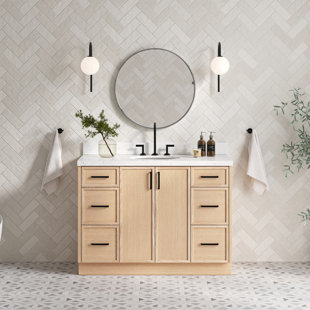 ARIEL BATH ARIEL Kelly 48 Single Sink Bathroom Vanity with Carrara Quartz Top