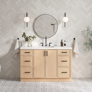 ARIEL BATH ARIEL Kelly 54 Single Sink Bathroom Vanity with Carrara Quartz Top
