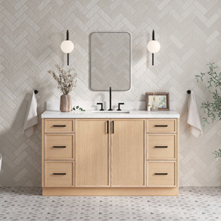 ARIEL BATH ARIEL Kelly 60 Single Sink Bathroom Vanity with Carrara Quartz Top