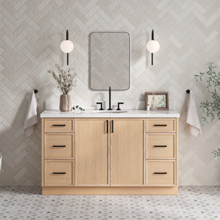 ARIEL BATH ARIEL Kelly 61 Single Sink Bathroom Vanity with Pure Quartz Top