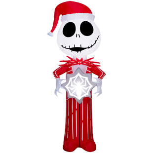 GEMMY INDUSTRIES Christmas Inflatable Jack Skellington in Red Suit with Spider Snowflake