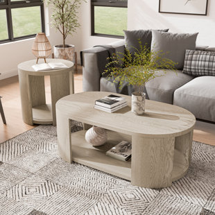 ENITIAL LAB Balden 2-Piece Set With One Oval Coffee Table And One End Table