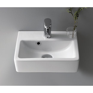 CeraStyle By Nameeks Mini 11.02'' Glossy White Ceramic Rectangular Bathroom Sink with Overflow