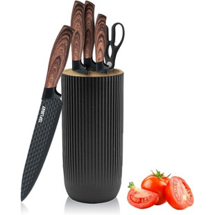VOKIAL Knife Set, 6-piece professional kitchen knife kitchenware, super sharp knife cover and universal knife holder, rust-proof stainless steel kitchen knife seat cover, ergonomic design,