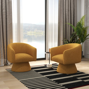 BRAYDEN STUDIO® Caleigha Upholstered Swivel Barrel Chair (Set of 2)