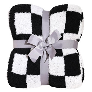 QUALITY FLOORING INC. Checkered Blanket, Ultra Soft Black And White Checkered Throw Blanket, Warm Fluffy Checkerboard Blanket For Couch And Sofa