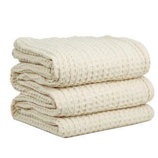 QUALITY FLOORING INC. 100% Cotton Blanket- Oversized King Bed Blankets -- Waffle Blankets - Soft Breathable Blankets For Bed - Extra Large King Cotton Blankets