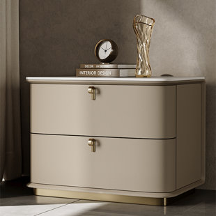 THA DREAM TEAM Modern Minimalist Cream Style Solid Wood Nightstand