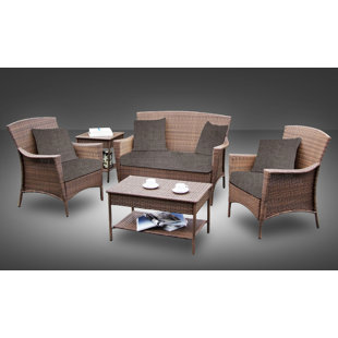 BEST DESU, INC. Wicker 4 - Person Outdoor Seating Group with Cushions