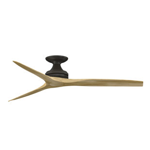 FANIMATION Spitfire 60 Inch Flush Indoor/outdoor Ceiling Fan - Dark Bronze With Natural Blades