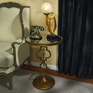 DESIGN TOSCANO Film Noir Art Deco Mirrored End Table
