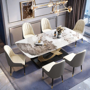 QUACOMFOR Modern Luxury Sintered Stone Dining Table Sets