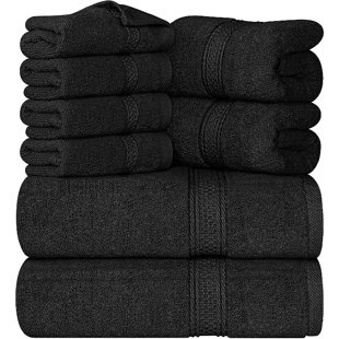 VOKIAL Towels 8 quality towels, 2 bath towels, 2 hand towels and 4 washcloths, can be made into shower caps, clean and refreshing, 600 GSM 100% ring spun cotton high absorbent towels for bathrooms, gyms, hotels and spas