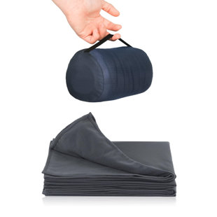 QUALITY FLOORING INC. Travel Blanket Lightweight And Breathable, Soft Airplane Blanket For Travelers, Foldable Camping Sheet With Stuff Sack For Train, Camp, Traveling