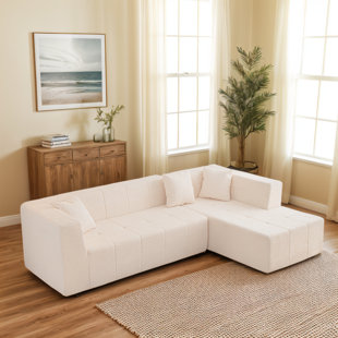 BONZY HOME 105.5" Modular L-Shaped Sectional Floor Couch, Deep Seat Tufted Comfy Sofa Set With Chaise For Living Room