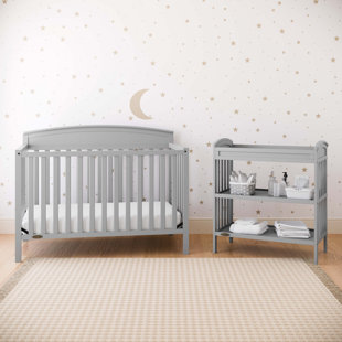 Graco Benton 5-In-1 Convertible Crib And Changing Table 2-Piece Collection Nursery Set - Pebble Gray