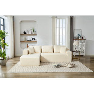 DEVION FURNITURE 106" Urban Relax Sponge Sectional Sofa Couch For Living Room