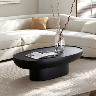 QUACOMFOR Elegant Oval Shaped Fiberglass Coffee Table
