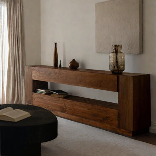 QUACOMFOR Minimalist Maple TV Stand with Open Storage