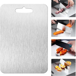 VOKIAL New Titanium cutting board - 100% pure titanium cutting board Kitchen, aviation grade material, double-sided available food grade titanium cutting board for cutting meat, fruits and vegetables.