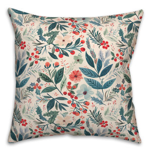 DESIGNS DIRECT CREATIVE GROUP Watercolor Christmas Botanical Indoor / Outdoor Pillow