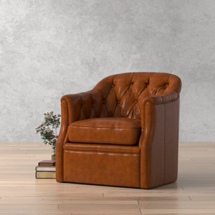 SARREID LTD Leather Swivel Club Chair