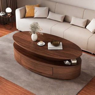 QUACOMFOR Modern Simple Wooden Oval Coffee Table