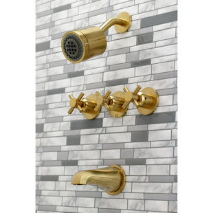 Kingston Brass Concord Triple-Handle Tub and Shower Faucet