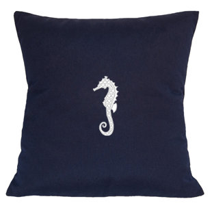 NANTUCKET BOUND Seahorse Sunbrella® Indoor/Outdoor Reversible Throw Pillow