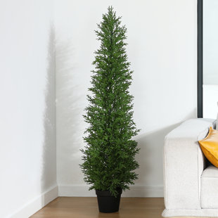 PRIMRUE Adcock Artificial UV Resistant Cedar Topiary Trees for Outdoor, Faux Cypress Plant for Home Decor