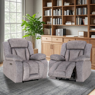 HLIKE Power Recliner With Usb And Type-c Charging Sofe Frosted Velvet Fabric Set Of 2