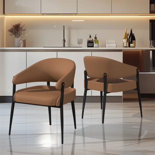 CORRIGAN STUDIO Set Of 2 Microfiber Leather Dining Chairs Upholstered High Back Kitchen Chairs Soft Padded Seat Armchairs