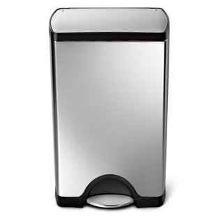 Simplehuman 38L Rectangular Pedal Bin, Brushed Stainless Steel