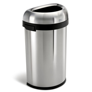 Simplehuman 60L Semi-Round Open Office Bin, Brushed Heavy-Gauge Stainless Steel