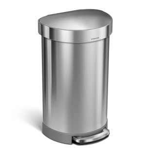 Simplehuman 45L Semi-Round Pedal Bin, Brushed Stainless Steel