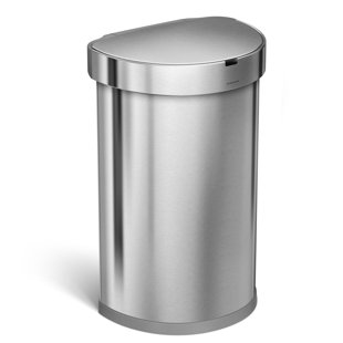 Simplehuman 45L Semi-Round Sensor Bin, Brushed Stainless Steel