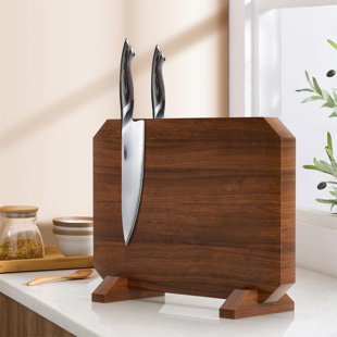 APPENIN WINTER PARK CORP Magnetic Knife Block, Thickened Acacia Wood Kitchen Knife Holder Stand With Strong Magnets, Multifunctional Double Side Knife Storage Organizer For Kitchen Counter