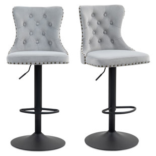AVAWING Swivel Adjustable Height Bar Stools With Metal Footrest Set Of 2 (Set of 2)