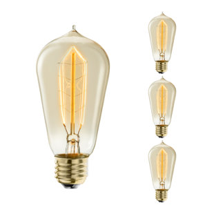 BULBRITE INDUSTRIES 40 Watt Dimmable Amber ST18 Nostalgic Hairpin Incandescent Light Bulbs with Medium (E26) Base (Set of 4)
