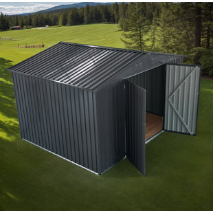VOLBAL 10x10FT Outdoor Shed, Waterproof Garden Storage with Lockable Door, Metal Anti-Rust Tool House, Clearance, Ventilated Shutters for Backyard Patio