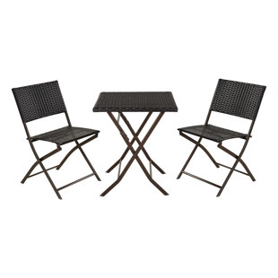 CLIHOME 3 Pieces Outdoor Patio Bistro Set, Folding Patio Furniture Sets With Table And 2 Chairs