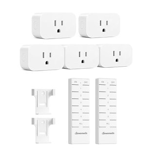 INKEDZ Wireless Remote Control Outlet, No Interference Remote Outlet Switch, Electrical Outlet Switch, Indoor Remote Light Switch, Programmable, 15A/1875W, 100FT, FCC Listed, 2 Remote and 5 Outlets