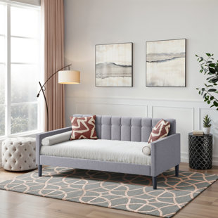 LuXeo Dana Twin Size Upholstered Gray Day Bed