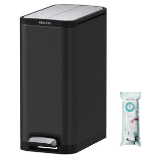 MBILLION 35L/9.3Gal Step Trash Can with Liner Butterfly Lid Open Stainless Steel Kitchen Garbage Can