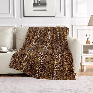 AMIPOR Leopard Print Blanket Fleece Throw Blanket For Bed Sofa Travel And Camping, Super Soft Cozy Fluffy Plush Blanket, Cheetah Print Blanket For All Seasons(50”×60”)