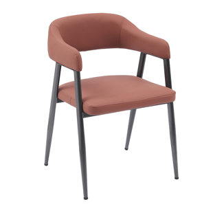 CORRIGAN STUDIO Retro Dining Chair PU Leather Upholstered Metal Armchair (Set of 2)