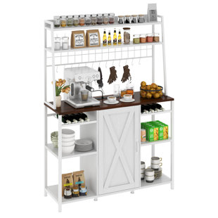 Balconera Baker''s Rack, Coffee Bar Cabinet, Microwave Stand With Wine Rack