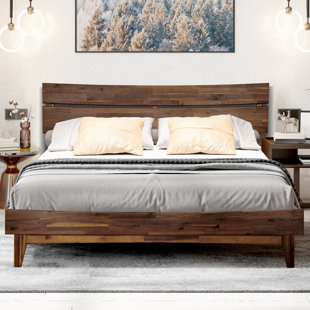 CORRIGAN STUDIO® Antione Solid Wood Bed Frame with Headboard Boho Bedroom Furniture